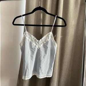 Vintage Dior baby blue lace trim cami